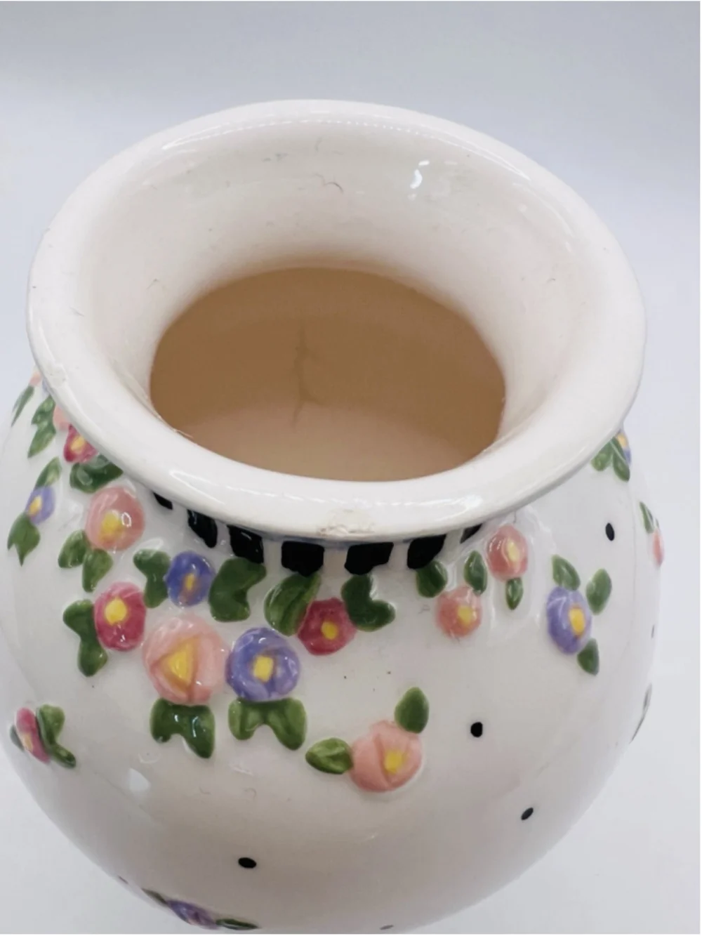 Mary Engelbreit Ceramic Bud Vase 1999 ME Ink Michel & Co. Floral Polka Dot